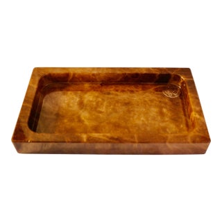 Marble Tray Brown Italian Crafted Volterrra Alabaster For Sale