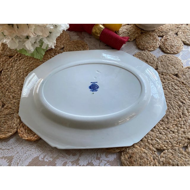 Mid Century Wood & Sons Broadmoor Blue Octagonal Ironstone Turkey Serving Platter For Sale - Image 12 of 12