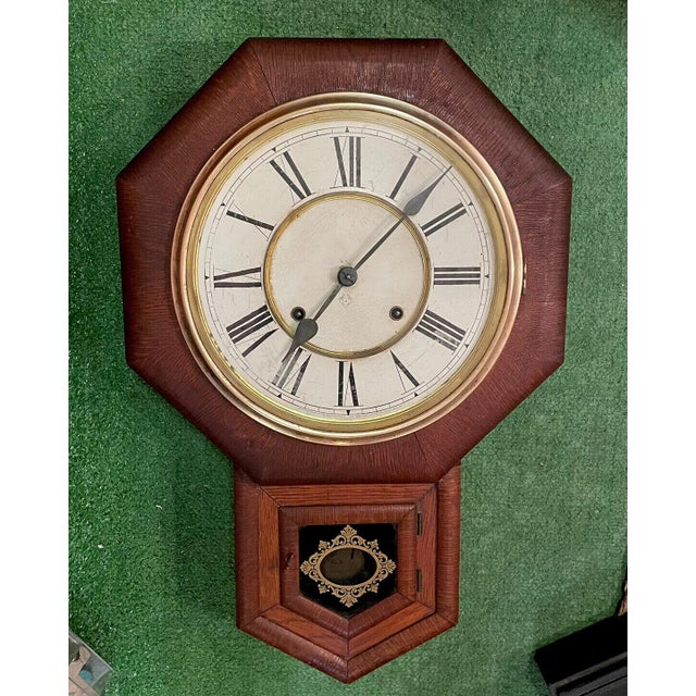 19th Century Ansonia Schoolhouse Style Wall Clock Chairish