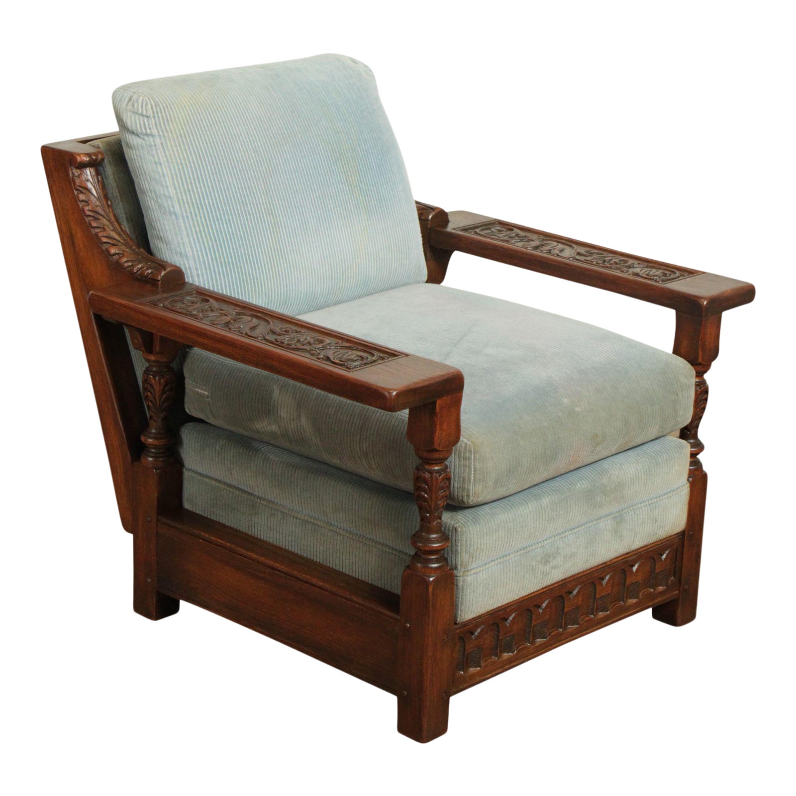 Jamestown Lounge Feudal Oak Vintage Carved Lounge Chair Chairish