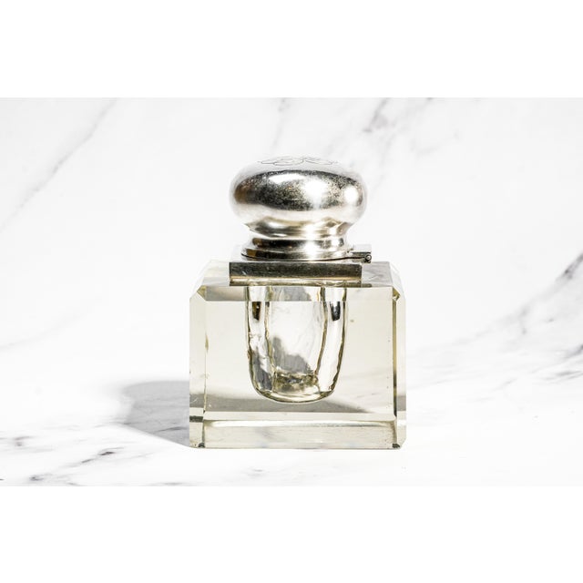 Magnificent Large Gilded Age Antique Black Starr & Frost Crystal Sterling Silver Desk Paperweight Inkwell Home Office Decor For Sale - Image 12 of 18