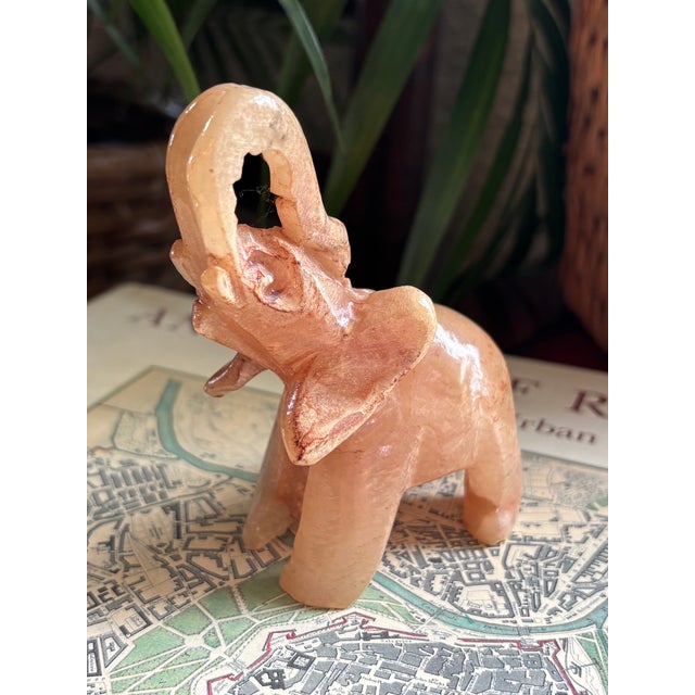 Figurative Vintage Rose Quartz Elephant For Sale - Image 3 of 6