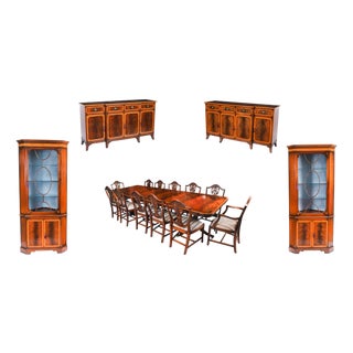 Vintage Dining Table, Chairs, Sideboards and Corner Cabinets from Harrods, 20th Century, Set of 17 For Sale
