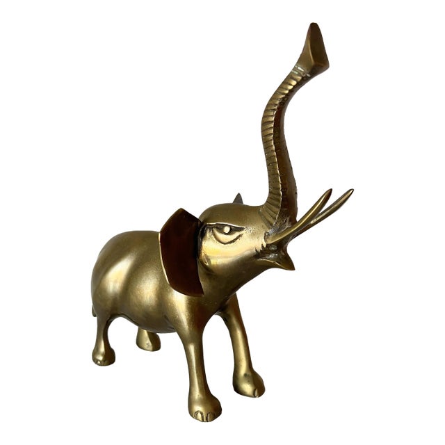 Antique Midcentury Large Solid Brass Elephant Figurine | Made in Korea For Sale
