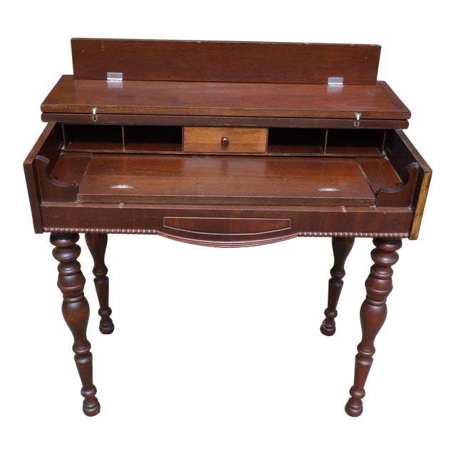 Vintage Schwartz Walnut Art Deco Flip Top Ladies Writing Desk