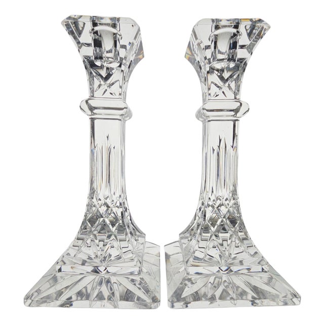 Pair of Waterford Crystal Lismore 8" Candlesticks For Sale