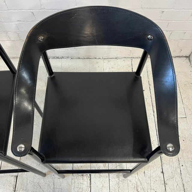 Cy Mann Post-Modern Leather Barstools For Sale In Cleveland - Image 6 of 13