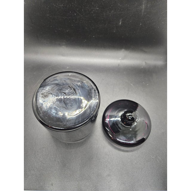 Vintage Bloomingdales Amethyst Apothecary Lidded Jar For Sale - Image 4 of 4