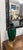 Mid-Century Modern Vintage Green Crackle Glass Table Lamp With Brass Base For Sale - Image 3 of 5