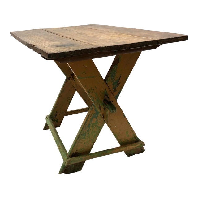 Antique French Hand Crafted Trestle Table For Sale