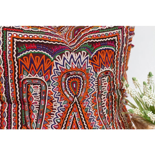 19th Century Jasmine Rajasthani Embroidered Decorative Pillow For Sale - Image 5 of 8