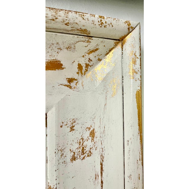 Carolina Mirror Company Carolina Mirror Company Distressed White & Gold 45" Wall Mirror For Sale - Image 4 of 9