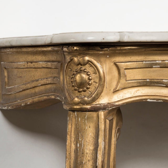 Antique French Louis XV Giltwood Console or Side Table, 19th Century For Sale - Image 4 of 11