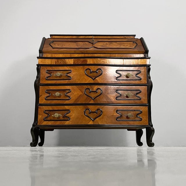 Black Louis XVI Italian Wooden Chest of Drawers with Decorations, 1950s For Sale - Image 8 of 16