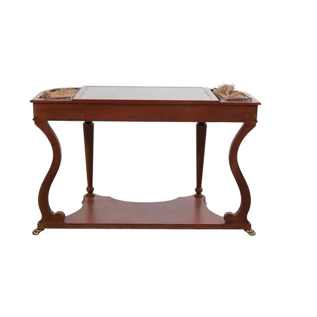 Traditional Early 20th Century Mahogany Console Writing Desk With Copper Planter Liners For Sale - Image 3 of 6