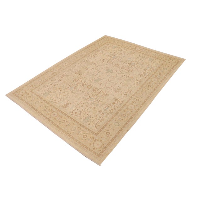 Boho Chic Floral Beige/Tan Wool Rug - 9'0'' X 12'1'' For Sale - Image 3 of 10