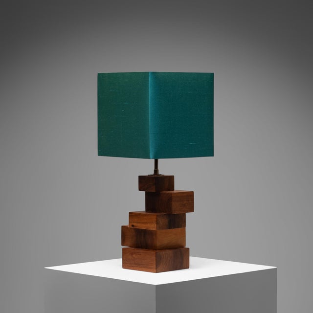 1970s Vintage French Teak Table Lamp, 1970s For Sale - Image 5 of 8