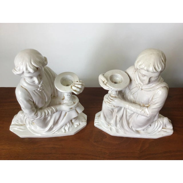 Zaccagnini 1950s Zaccagnini Italian Pottery Roman Greek Figural Candle Holders - a Pair For Sale - Image 4 of 11