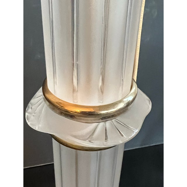 Transparent Rare Vintage 1970's Lalique France Frosted Crystal Olympia Table Lamp For Sale - Image 8 of 11