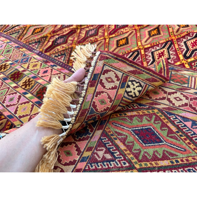 Multicolor Mushwani Hand-Woven Kilim Rug - 6'9" X 9'6" For Sale - Image 10 of 14