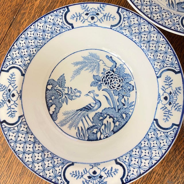 Chinoiserie Antique Blue and White Wood and Sons Made in England Bowls "Yuan" Pattern Set of 3 For Sale - Image 3 of 10