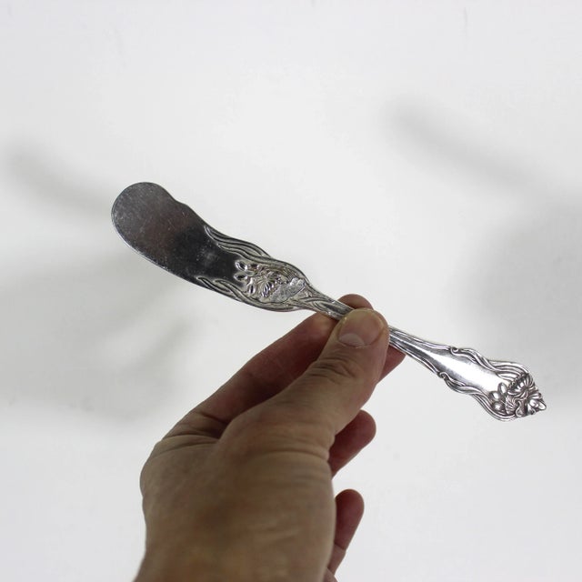 Metal Vintage Silverplate Art Nouveau Butter Spreader Knife For Sale - Image 7 of 8