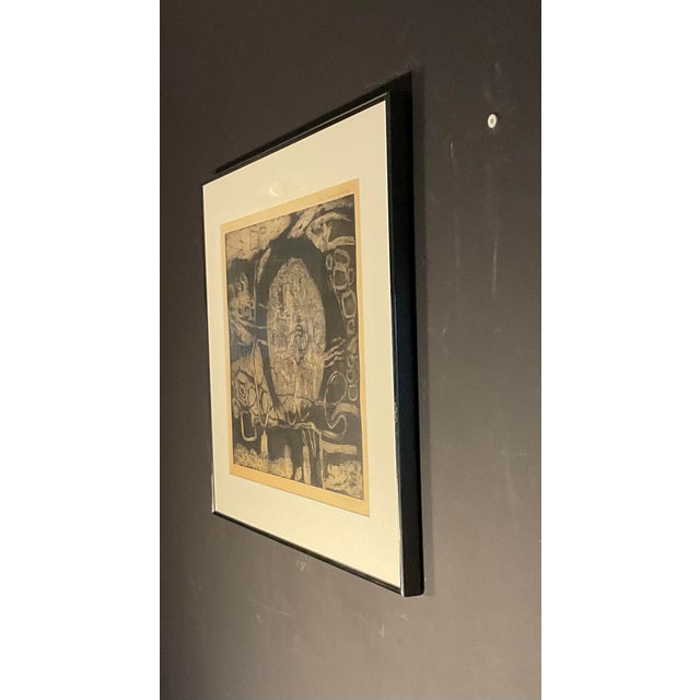 Abstract 1965 Primeval by Memphis Wood Artwork Etching Lithograph Signed and Numbered 8/25 For Sale - Image 3 of 12