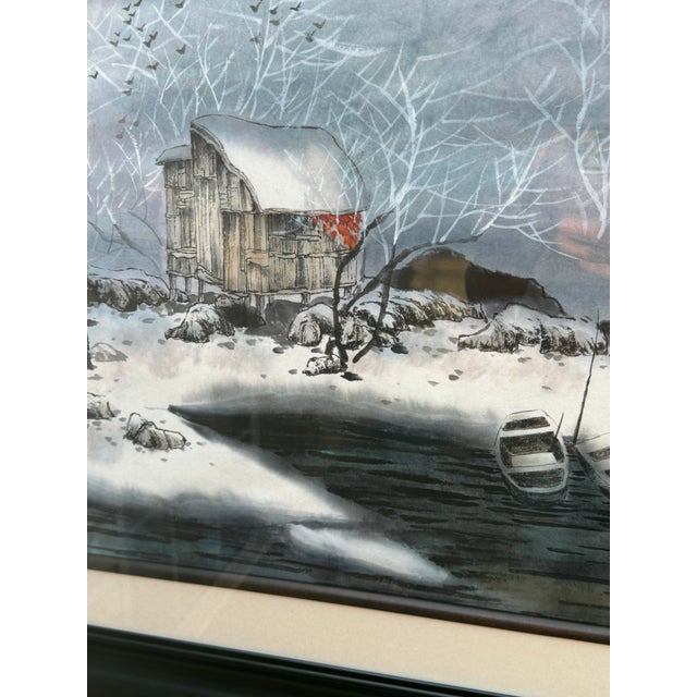 Asian Vintage Asian Water Water Color & Ink Painting- Original. For Sale - Image 3 of 4