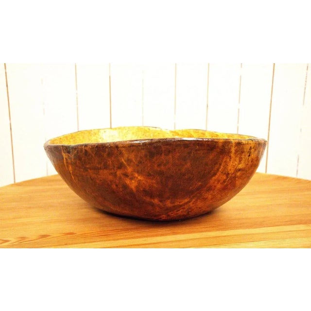 Large Antique Swedish Folklore Birchwood Bowl For Sale - Image 6 of 11