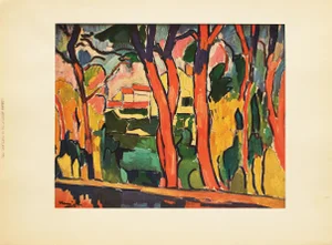 1940s After Maurice De Vlaminck, "The Red Trees", Period Swiss Offset Lithograph