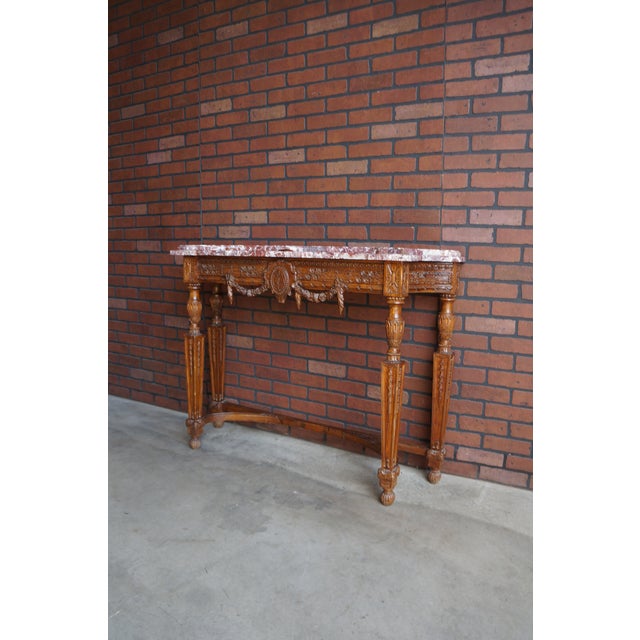 Antique French Louis XVI Marble Top Console Table For Sale - Image 9 of 9
