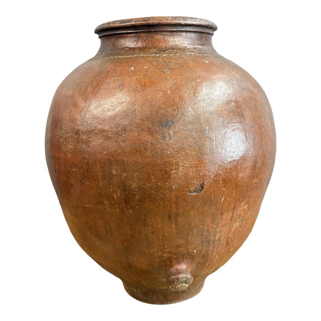 19th-Century Spanish Terracotta Tinaja - An Authentic Mediterranean Storage Jar - A Masterpiece of Wabi-Sabi Beauty For Sale