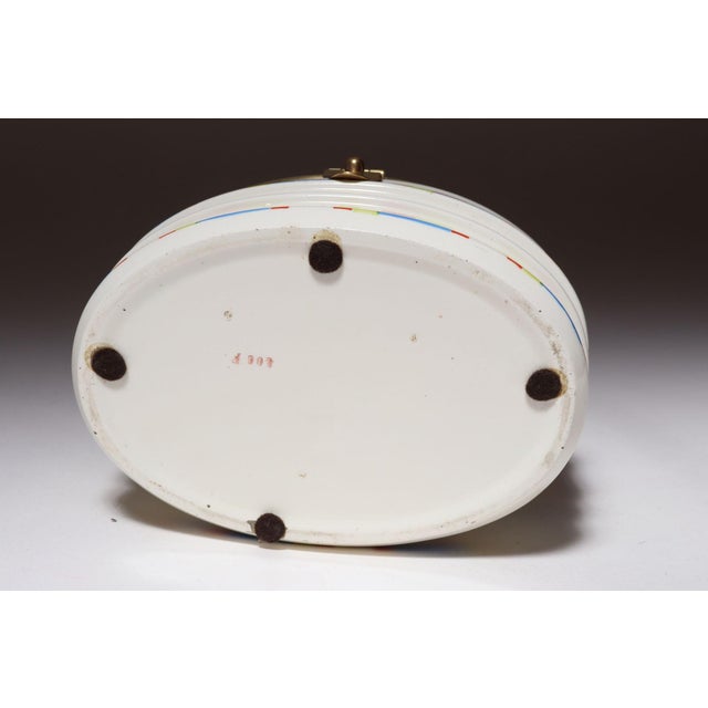 German Art Deco Ceramic and Brass Biscuit Tin With Geometric Motif For Sale - Image 9 of 18