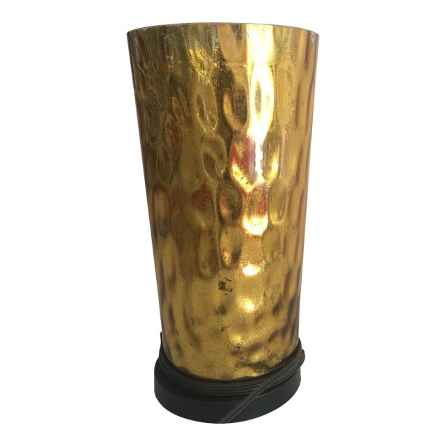 20th Century Lamp With Painted Gold Glass Shade For Sale