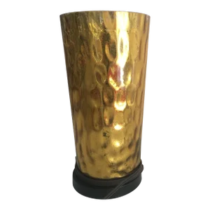 20th Century Lamp With Painted Gold Glass Shade