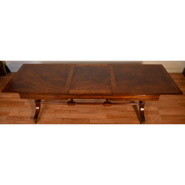 1930 English Regency Mahogany Banded Satinwood Coffee Table With Extending Leaf For Sale - Image 6 of 18