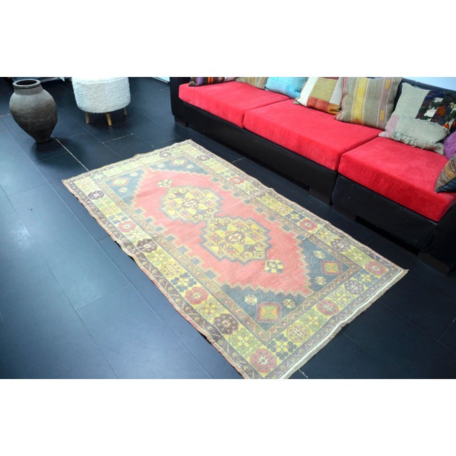 Vintage Faded Turkish Oushak Handmade Rug For Sale - Image 4 of 11