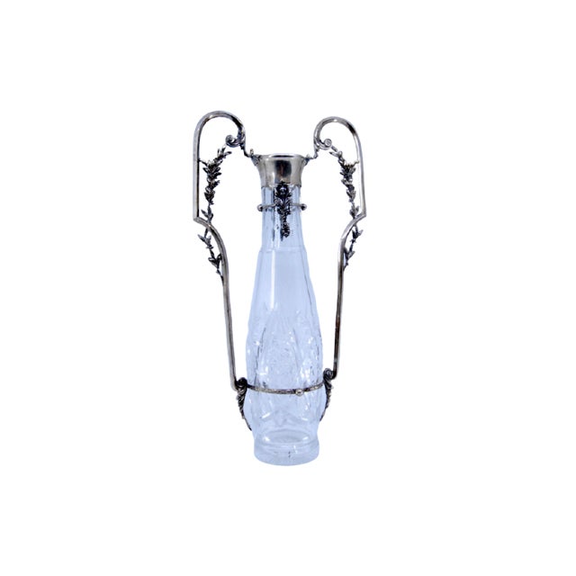 Cut Glass Jug with Silver Structure, Neck and Handles with Floral Motifs For Sale - Image 10 of 10