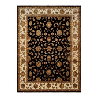 Pasargad Home Agra Black Silk & Wool Area Rug- 8'11'' X 12' 2'' For Sale