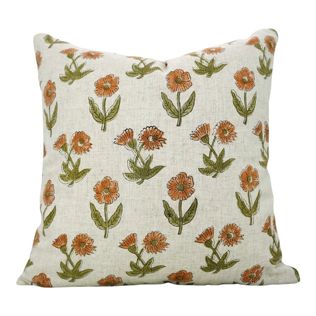 Fabdivine Handmade Block Printed Cushion Cover 14x20 Inch Viscose Linen- Kirti For Sale