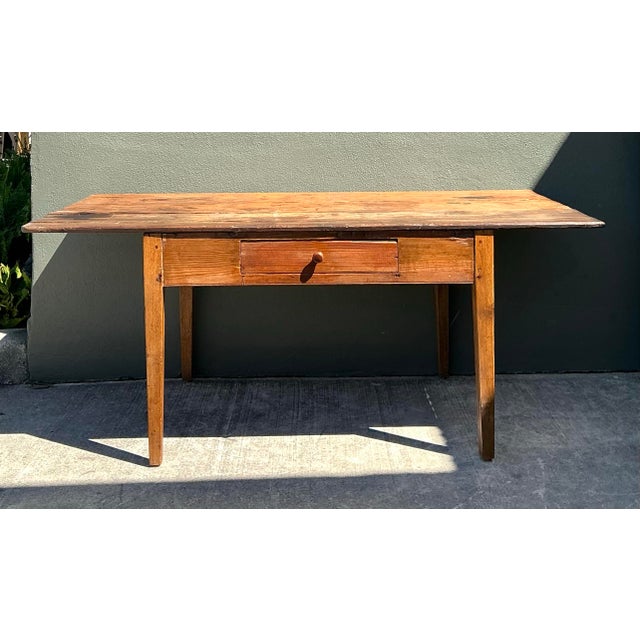 Wood Vintage Plank Farm Table For Sale - Image 7 of 12