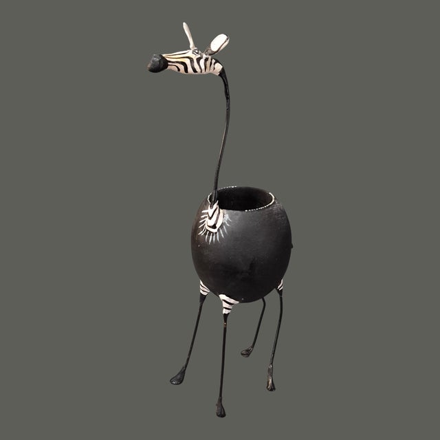 Hand Made Desk Art Pair Black & White Zebra Pen, Trinket, Jewelry Holders For Sale - Image 6 of 10