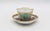 Circa 1888-1916 Richard Klemm, Dresden quatrefoil demitasse cup & saucer. Fully marked. Porcelain. Delicate scroll handle....