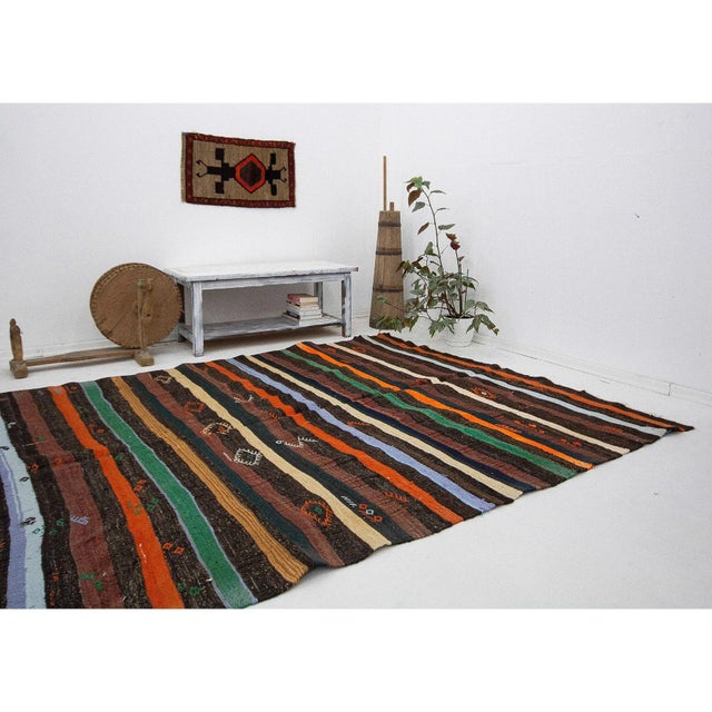 Stripoed Vintage Kilim Rug For Sale In Los Angeles - Image 6 of 7