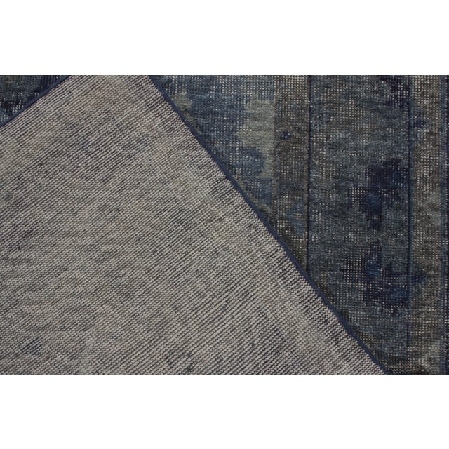 2010s Rug & Kilim’s Distressed Transitional Style Rug in Blue, Gray Medallion Pattern For Sale - Image 5 of 5