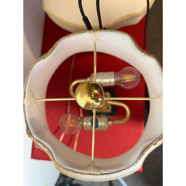 Brass Vintage 1960's Mid-Century Brass and Marble Table Lamps With Shades - A Pair For Sale - Image 8 of 18