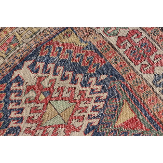 Antique Caucasian Kazak Runner Featuring Intricate Medallion Patterns 3'8 X 10'2 For Sale - Image 12 of 12