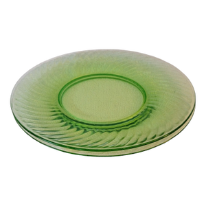 Early 20th Century Uranium Glass Transparent Green Salad Plates Set of 2