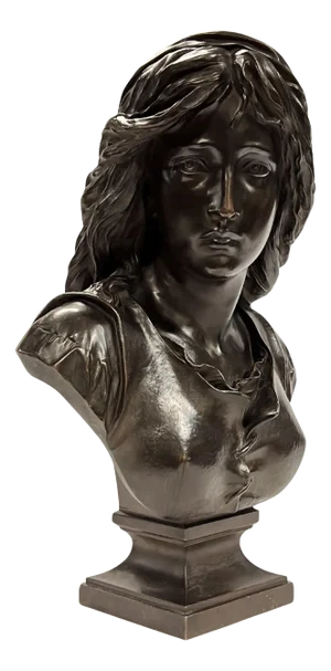 Mignon Female Bronze Bust Sculpture After Eugène Antoine Aizelin