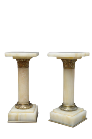 Antique Victorian White Marble Columns, Set of 2
